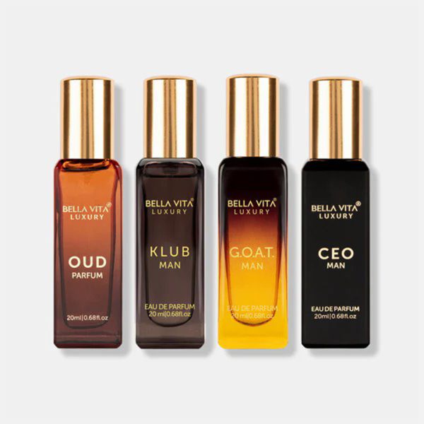 Bella Vita Luxury Perfume Gift Set For Men 4 Fragnance set(CEO, KLUB, OUD, GOAT) - 20ml x 4