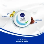 Nivea Soft Cream enriched with jojoba oil and vitamin E for daily skin hydration.