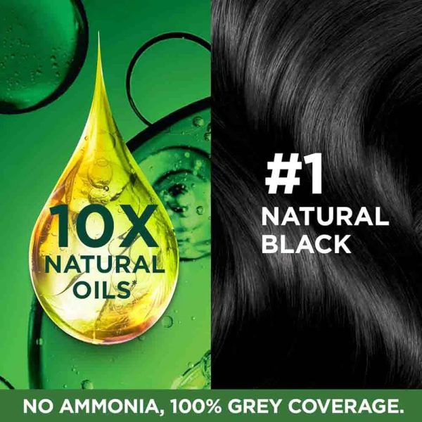 Garnier Hair Color Naturals Natural Black shade 1, 35ml+30g nourishing hair dye kit .