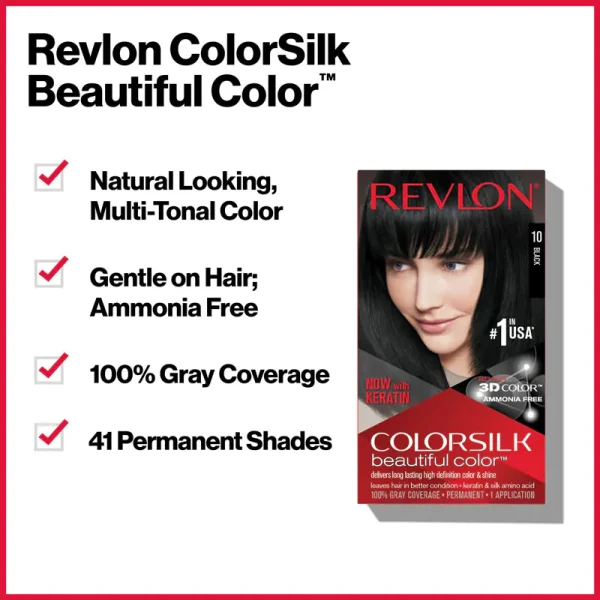 "Revlon Silk Hair Color Black 10 nourishing long-lasting hair dye at Modern Beauty BD.